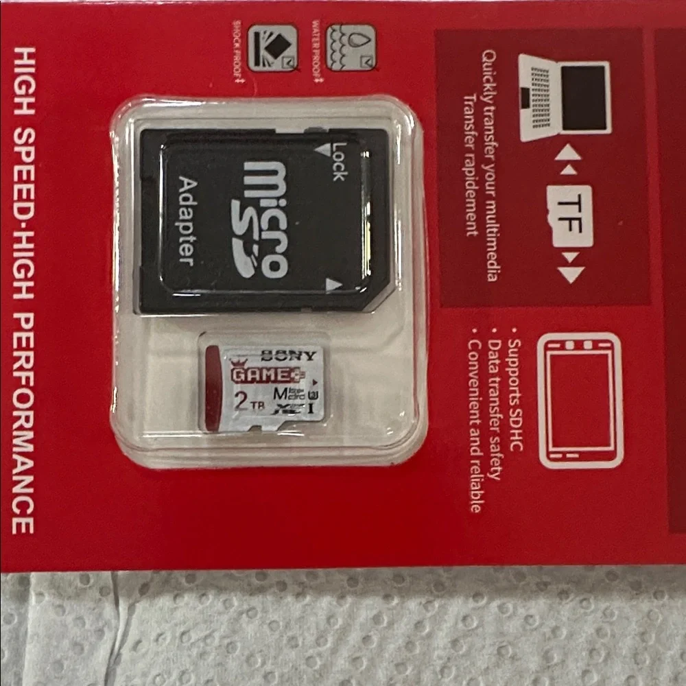 Sony Red and Black MicroSD Card with Adapter